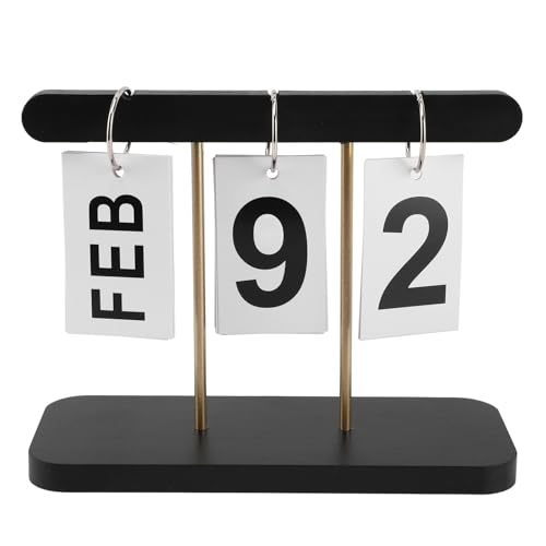 Vintage Perpetual Standing Flip -Kalender großer Display -Schreibtisch Kalender mit Eisenständer für Home Office Foldable wiederverwendbar (Schwarz) von AJUNJIIL