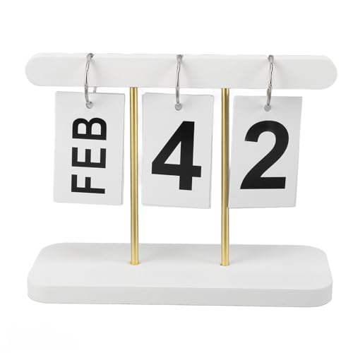 Vintage Perpetual Standing Flip -Kalender großer Display -Schreibtisch Kalender mit Eisenständer für Home Office Foldable wiederverwendbar (Weiß) von AJUNJIIL