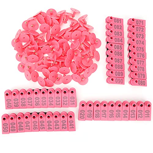 Ziegen -Ohr -Mark -Farm -Tier -Eindrückungskarte Schwein Rinder Schaf Etikett 100 Pack (Rosa Buchstabe (100 Stück)) von AJUNJIIL