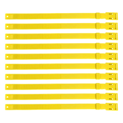 Ziegenkragen, 10pcs, 23 Zoll einstellbar, PU -Livestockkragen für Nutztiere (Kuh, Schaf) (Gelb) von AJUNJIIL