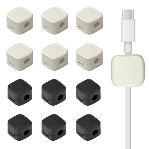 12 Stück Kabelhalter Magnetisch,Kabel Organizer Schreibtisch,Kabelhalter Schreibtisch,Kabel Management Verstellbare Kabelorganizer,Schreibtisch Zubehör,für Büro,Auto,Nachttisch(Schwarz,Weiß) von AJUNLKVDR