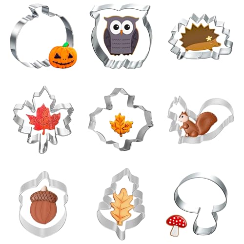 9 Stück Ausstechformen,Halloween Ausstecher,Herbst Keksausstecher Ausstechform,Blätter Fondant Kürbis,Erntedankfest Edelstahl Set,Keks Plätzchenausstecher Ahornblatt,Cutter Form Für Plätzchen 9 Stück Ausstechformen,Halloween Ausstecher,Herbst Keksausstecher Ausstechform,Blätter Fondant Kürbis,Erntedankfest Edelstahl Set,Keks Plätzchenausstecher Ahornblatt,Cutter Form Für Plätzchen von AJUNLKVDR