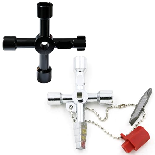 AJUNLKVDR 2 Stück Schaltschrankschlüssel,Universal Schlüssel,Wasser Stromschlüssel Box,Schlüssel Vierkant Dreieck,für Elektrische Wasser,Gas Meter Box,Universal 4 Wege Schlüssel von AJUNLKVDR