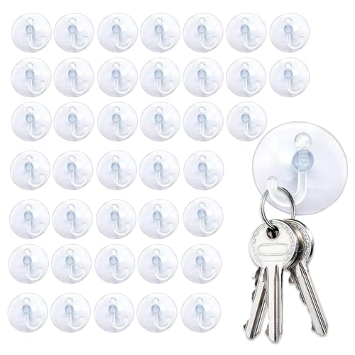 40 Stück Saugnapf Haken,Saugnäpfe Mit Haken,Fenster für Clip Saughaken,Saugnapfhaken Suction,Hooks Clips,Kunststoff,Stark Wandhakecup Extra,Transparent,Fur Bad Lichterkette Multifunktional,Saugknöpfe von AJUNLKVDR