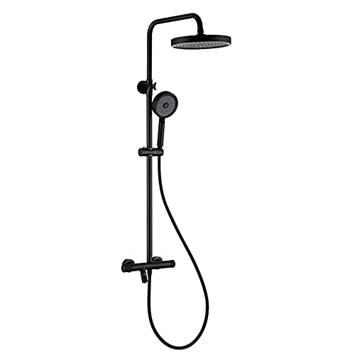 10 -Zoll -Duschsystem Thermostatische Duscharmaturen -Set -Wand -Messing -Dusch -Dusch -Kombination mit zwei Griffmixer -Dusche mit Handheld -Dusche, Badewanne Ausguss, Duschkopf, schwarz (schwarz 10 -Zoll -Duschsystem Thermostatische Duscharmaturen -Set -Wand -Messing -Dusch -Dusch -Kombination mit zwei Griffmixer -Dusche mit Handheld -Dusche, Badewanne Ausguss, Duschkopf, schwarz (schwarz von AJYBYUKJ
