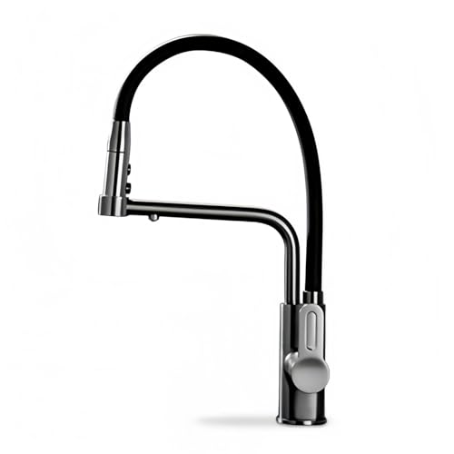 3 -Wege -Küchentipp schwarze Einzelhebel 3 -Wege Küchenmischer mit Pull Out Sprayer Silicon Beauty Comes von AJYBYUKJ