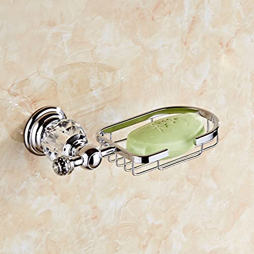 AJYBYUKJ Messing Badezimmerzubehör Set wandmontierte Duschregal Toilettenpapierhalter Handtuch Toilettenbürste Halter & Seife Netz Elegant Silberkristall Finish Beauty Comes von AJYBYUKJ