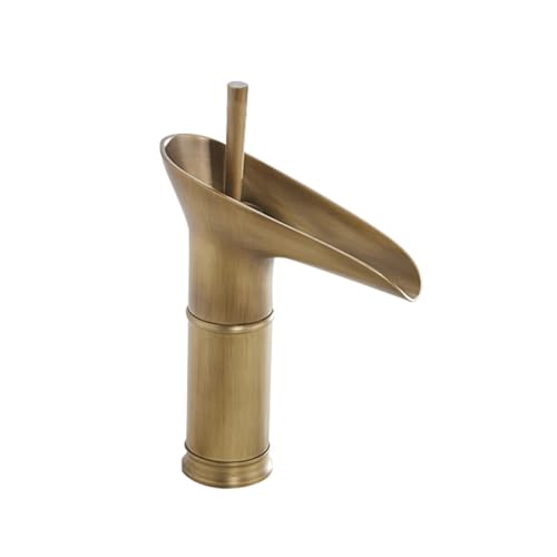 Antike Kupfer Bambus Design Messing Wasserhahn für Waschbecken - heißes und kaltes Wasser, 24 cm Gold Badezimmer Waschbecken Wasserhahn, eleganter Bambusstil für Schrank Beauty Comes von AJYBYUKJ