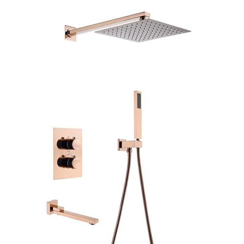 Duscharmatur Set Messing Roségold Niederschlag Kopf Badezimmer Diverter Thermostatalventil Beauty Comes von AJYBYUKJ