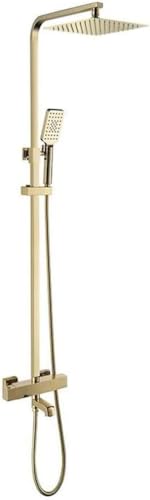 Duschsystem, thermostatische goldene luxuriöse Duschhaken Set Set Messing -Diverter -Mixer Wasserfall Niederschlag Dusche mit 10 Zoll Regen Duschkopf und Handshower, wandmontierte Duschset, B Beauty von AJYBYUKJ