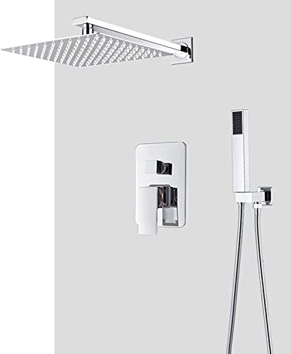 Duschsystem versteckte Duschhahn -Wasserhahn -Set -Wandmontage Chrom Messing Duschmischer Tippset mit Handdusche und Wasserfall Overhead Duschkopf Fortgeschrittene Lufteinspritztechnologie, 10 in Duschsystem versteckte Duschhahn -Wasserhahn -Set -Wandmontage Chrom Messing Duschmischer Tippset mit Handdusche und Wasserfall Overhead Duschkopf Fortgeschrittene Lufteinspritztechnologie, 10 in von AJYBYUKJ