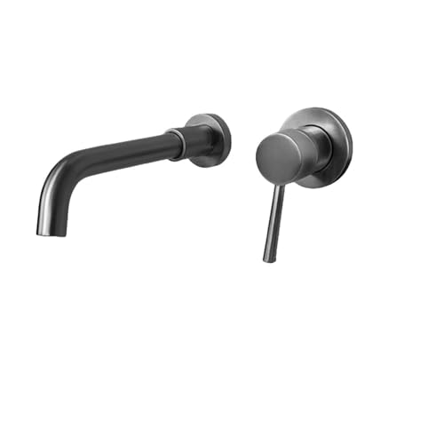 Feststoff -Messing -Basin -Wasserhahn versteckter Wand montiertes Badezimmer 360 ° KOSTENLOSE Drehspout Eingriff ein Griff Heißer kaltes Wasser Badewaschbecken Mischhahn, getrenntes Grau Beauty Comes von AJYBYUKJ