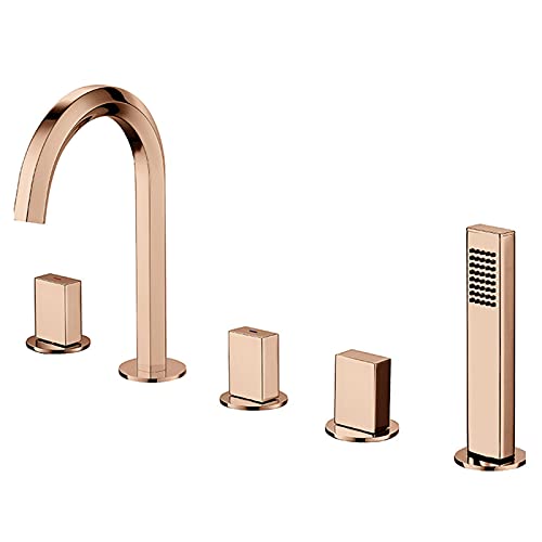Fünf-teiliger Badewanne Wasserhahn Badezimmer-Becken Wasserhahn, Waschbecken Heißer und kaltes Wassermischhahn, Kupfer-Split-Typ-Badewanne Duschhahnset, Elektroplatten, a (b) Beauty Comes von AJYBYUKJ