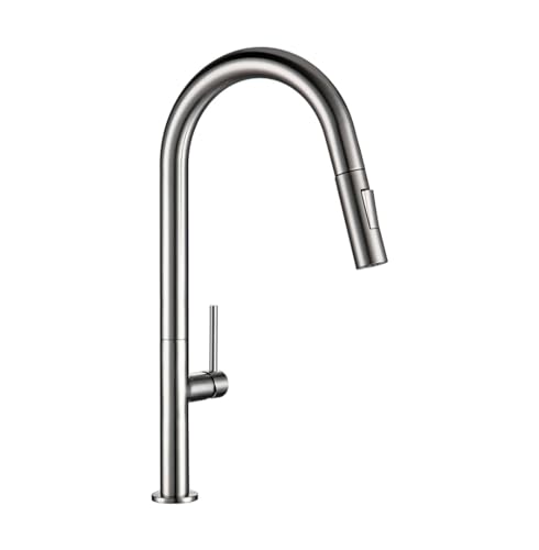 Gebürstete Chrom- und schwarze Edelstahl -Küchenspüle Wasserhahn 360 ° Auszug Ausgang Heißer und kaltes Wassermixer Langable Messing Modernes Design für Zuhause und Küche Beauty Comes Gebürstete Chrom- und schwarze Edelstahl -Küchenspüle Wasserhahn 360 ° Auszug Ausgang Heißer und kaltes Wassermixer Langable Messing Modernes Design für Zuhause und Küche Beauty Comes von AJYBYUKJ