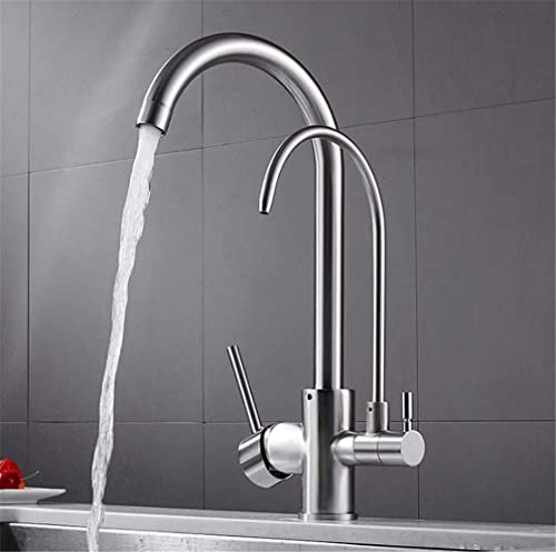 Gebürstete Nickelküchenarmette mit 360 ° -Wrdation, Decksmontiermischhahn, ideal für Trinkwasserfiltersysteme Beauty Comes von AJYBYUKJ