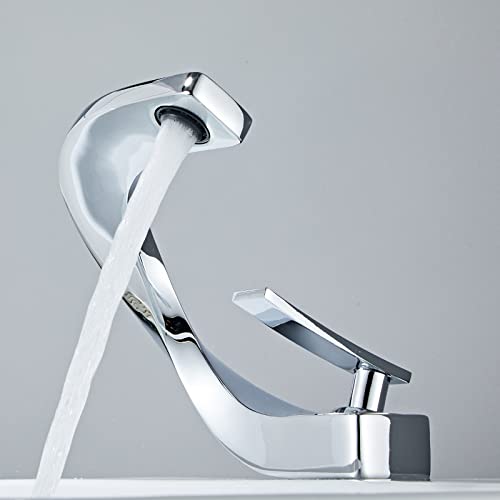Kreatives Becken Waschbecken heiß und kaltes Wasser Wasserhahn Vollkupfer Badezimmerschrank Wasserhahn, Silber Beauty Comes von AJYBYUKJ