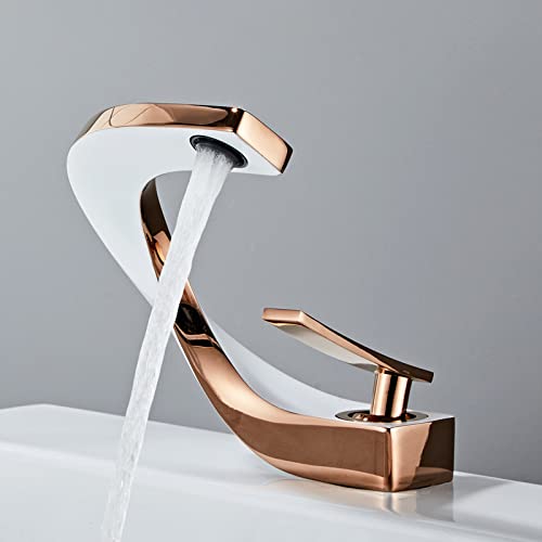 Kreatives Becken Waschbecken heiß und kaltes Wasser Wasserhahn Vollkupfer Badezimmerschrank Wasserhahn, weißes Set Roségold Gold Beauty Comes Kreatives Becken Waschbecken heiß und kaltes Wasser Wasserhahn Vollkupfer Badezimmerschrank Wasserhahn, weißes Set Roségold Gold Beauty Comes von AJYBYUKJ