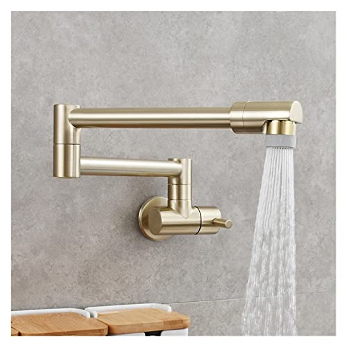 Küchenspüle Hahn, Messing Potfüller Wasserhahn 360 Rotatable Faltungsverlängerte Klappkuppenmontage Küchenarmatur einzigartiger kaltes Wasser Wasserhahn für Küche (2 Funktion gebürstet) Beauty Comes von AJYBYUKJ