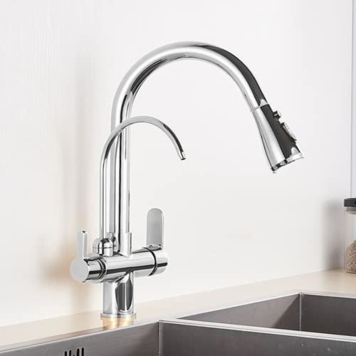 Matte schwarze 360 Rotation Wasserfilter Küchenarmatur mit gefilterter Kran drei Möglichkeiten Waschbecken Mischhahn für Küchenspüle hoher Bogenauszugspray Beauty Comes von AJYBYUKJ