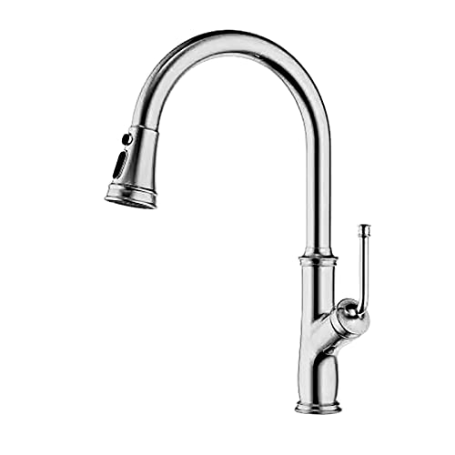 Messing Küche Wasserhahn einloch ausziehen Ausguss Spüle Spüle Mischmischhahn Tap Stream Sprayer Head Pinselmischhahn, gebürstete Nickel Beauty Comes von AJYBYUKJ