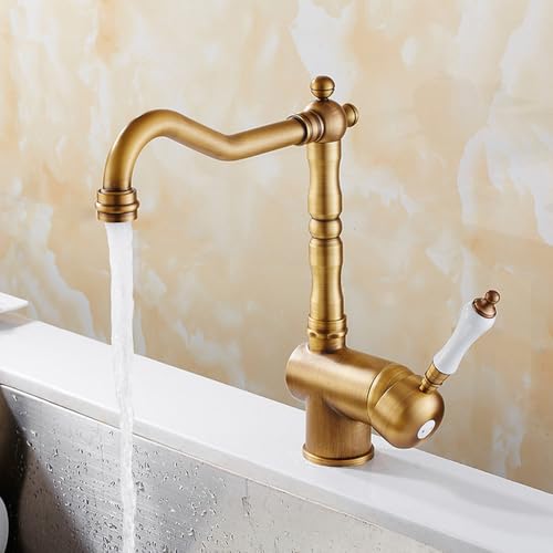 Messing Küchenarmatur Keramikgriff Deck Mount Badezimmer Becken Wasserhahn 360 Rotate Mixer Haken Heiße Colfauket, B Antique Messing, Beauty Comes Messing Küchenarmatur Keramikgriff Deck Mount Badezimmer Becken Wasserhahn 360 Rotate Mixer Haken Heiße Colfauket, B Antique Messing, Beauty Comes von AJYBYUKJ