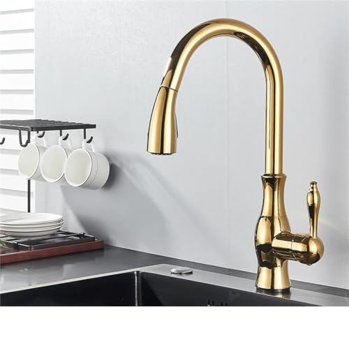 Messing Pull Down Kitchen Wasserhahn 1 -Griff -Schwenkmixer Single Loch Multicolorgold -Finish - Einfach zu reinigen modernes Design für Home & Restaurant Beauty Comes Messing Pull Down Kitchen Wasserhahn 1 -Griff -Schwenkmixer Single Loch Multicolorgold -Finish - Einfach zu reinigen modernes Design für Home & Restaurant Beauty Comes von AJYBYUKJ