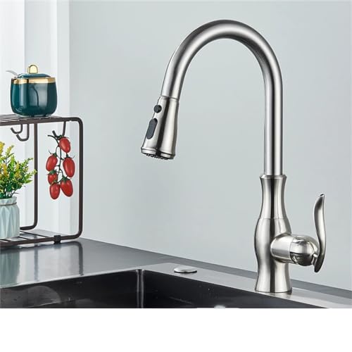 Messingauszug Küchenarmatur 1-Griff 1-Loch-Schwenkmixer Multicolor (Pinsel-Nickel-Finish)-Premium-Qualität einfach Installation Styles Design für moderne Küchen Beauty Comes von AJYBYUKJ