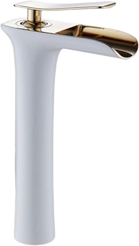 Moderne weiße Badezimmerhahn Wasserfall Wasserhähnen Einer Loch Kalt und Wasserhahnhahnmixer greifen 6008 (Farbe: Weiß und Chrom, Größe: G9/16) Beauty Comes von AJYBYUKJ
