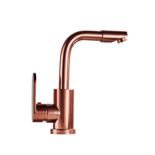 Moderner Roségold Küchenarmatur Eingriff ein Griff 360 ° Rotation Heiße und kalte Wasserspüle Wasserhahn für kommerzielle Küchenraum Aluminiumdeck montiertes Wasserhahn Beauty Comes von AJYBYUKJ