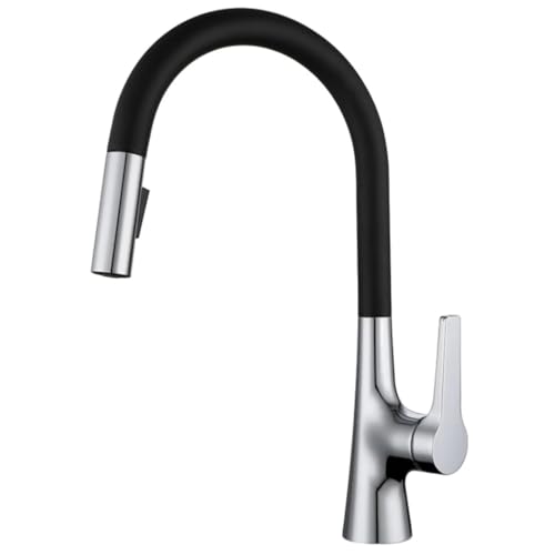 Pull Down Kitchen -Wasserhahn Eingriff Messing Waschbecken Wasserhahn mit Auszugsprühdeck für einfache Reinigung und stilvolles Design (schwarzes Chrom) (schwarzes Chrom) Beauty Comes von AJYBYUKJ