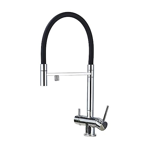 Pure Water Küchenspüle Wasserhahn Deck Mount 360 ° Ausziehen Ausgabeinreinigung kalte Heißwassermischer HAP Easy Installation (Chrom) Beauty Comes von AJYBYUKJ