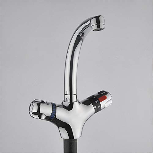 Thermostatischer Küchenmischer Wasserhahn - Verstellbarer Temperatur Waschbecken Wasserhahn für Badezimmer und Küche - Edelstahl Easy Control Modernes Design Heißes und kaltes Wasser Beauty Comes von AJYBYUKJ