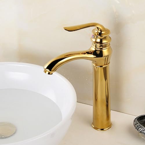 Vintage Gold Bad Basin Mixer Tap Einer Loch Retro Ein Hebel Wasserhahn heißer kaltes Wasser Spüle Wasserhahn für Badezimmerbeckenhahnmixer Beauty Comes Vintage Gold Bad Basin Mixer Tap Einer Loch Retro Ein Hebel Wasserhahn heißer kaltes Wasser Spüle Wasserhahn für Badezimmerbeckenhahnmixer Beauty Comes von AJYBYUKJ
