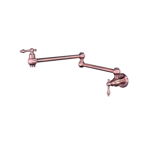 Wandmontage Küchenspüle Tap Messing Kaltwasser Doppelgriff Topf Wasser Wasserhahn faltbar Doppelschwingarm Küche Küchenthahn, Retro -Pulver Beauty Comes von AJYBYUKJ