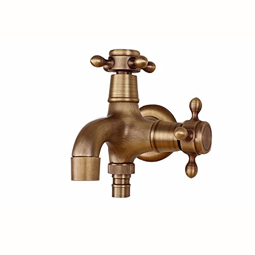 Waschbeckenmixer Wand montiert Europäische antike doppelte Badezimmer Badezimmer Einer Kaltwaschmaschinen Mop Pool Dual-Purple-Küchenarmäuren Wandmontierter Wasserhahn Wasserhahn Beauty Comes von AJYBYUKJ