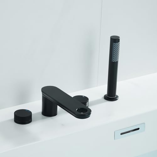 Wasserfall Bad Duschmischer Hack Black 4 Lochbad Kippen Sie mit Duschkopf und Schlauch Eingriff Wasserhahn-Bad. Beauty Comes Wasserfall Bad Duschmischer Hack Black 4 Lochbad Kippen Sie mit Duschkopf und Schlauch Eingriff Wasserhahn-Bad. Beauty Comes von AJYBYUKJ