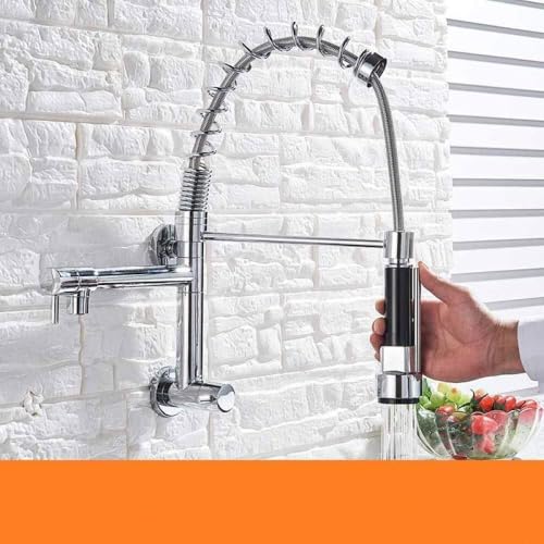 Wasserhahn Küche Goldene Frühling drehbarer Seite Sprühkopper Spüle kaltes Wasser 360 Rotation (Chromarmatur) Beauty Comes von AJYBYUKJ