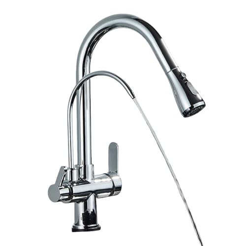 Wasserhahndecks Antique Messing Wasserhahn 360 Drehen Trinkwasser Haken Heiße/Colmixer -Hahn, Chrom Beauty Comes von AJYBYUKJ