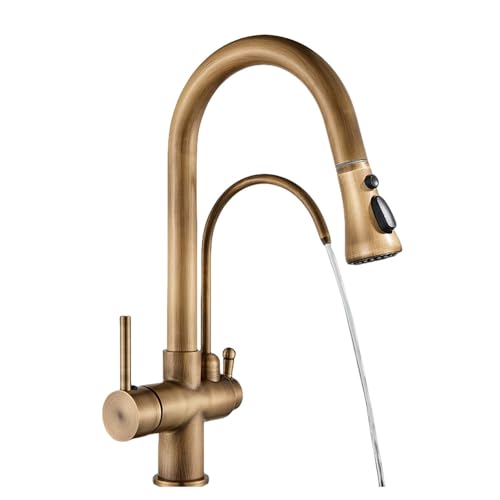 Wasserhahndecks Antiquitäts -Messing Wasserhahn 360 Drehen Trinkwasser Haken Heiße/Colmixer -Hahn, antike Messing B Beauty Comes Wasserhahndecks Antiquitäts -Messing Wasserhahn 360 Drehen Trinkwasser Haken Heiße/Colmixer -Hahn, antike Messing B Beauty Comes von AJYBYUKJ