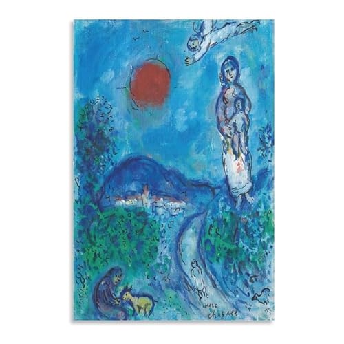 AJYSD HQPLB Marc Chagall Ausstellungsplakat Traumfigur Abstrakte Drucke Marc Chagall Wandkunst Retro Leinwand Gemälde für Zuhause Bild Dekor 20x30cmx1 Kein Rahmen von AJYSD HQPLB