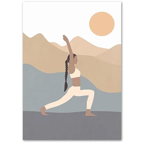 AJYSD HQPLB Wandkunst und Drucke im böhmischen Stil Mädchen Yoga posiert unter der Sonne Poster Modernes einfaches Leinwandgemälde Fitnessstudio Interieur Dekor Bilder 20x30cmx1 Kein Rahmen von AJYSD HQPLB