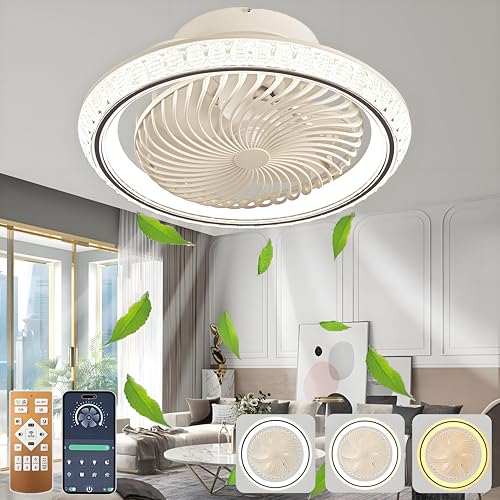 AJZXQM LED Deckenventilator mit Beleuchtung, Leise, 75W Deckenlampe mit Ventilator Und Fernbedienung APP, 6-Gang Timer Lampe mit Ventilator, 360° Drehung Reversibel Deckenleuchte Ventilator, Schwarz von AJZXQM