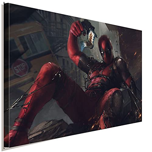 AK ART Deadpool Bang! Leinwandbild Kunstdruck Wandbild Wanddeko Mehrfarbig XXL (150 x 100 cm) von AK ART