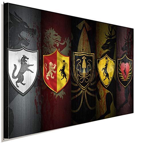 AK ART Game of Thrones GOT Häuser II Leinwandbild Kunstdruck Wandbild Wanddeko (120 x 80 cm) von AK ART
