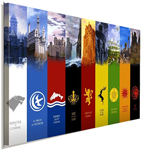 AK ART Game of Thrones GOT Häuser Leinwandbild Kunstdruck Wandbild Wanddeko XXL (60 x 40 cm) von AK ART