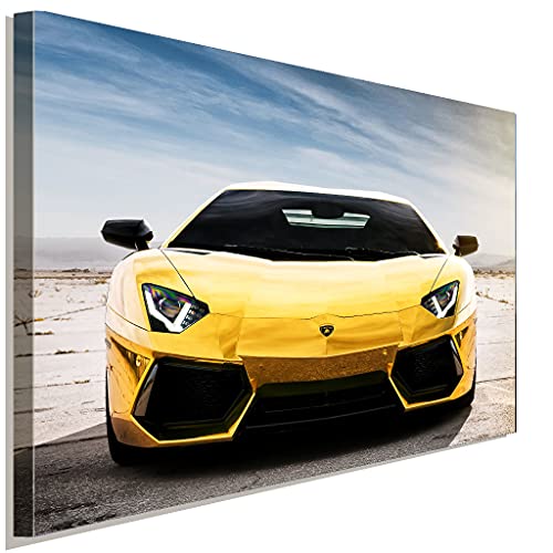 AK ART Lamborghini Gelb Leinwandbild Kunstdruck Mehrfarbig Wandbild Wanddeko XXL (100x75cm) von AK ART