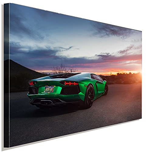 AK ART Lamborghini Grün Leinwandbild Kunstdruck Wandbild Wanddeko Mehrfarbig XXL (120x80cm) von AK ART