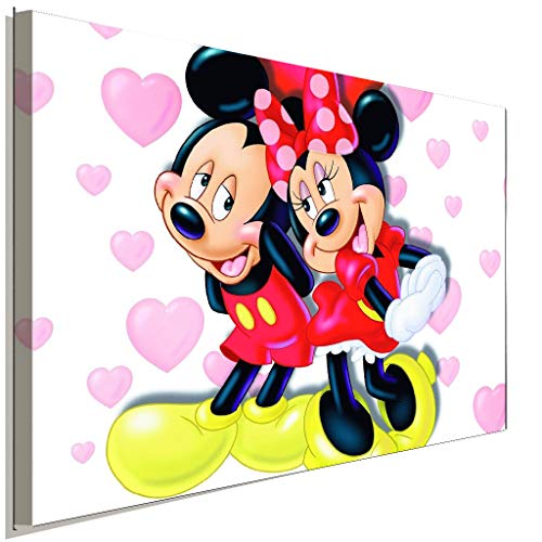 AK ART Micky Minnie Maus verliebt Leinwandbild Kunstdruck Wandbild Wanddeko XXL (100 x 70 cm) von AK ART