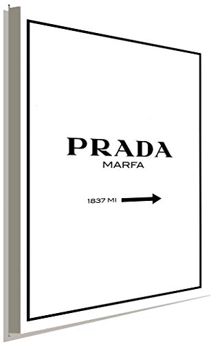 AK ART Prada Logo Schwarz Weiß Leinwandbild Kunstdruck Wandbild Wanddeko TOP XXL (120 x 80 cm) von AK ART