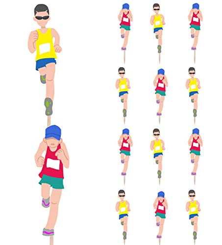 AK Giftshop Läufer laufen Geburtstag Party Essen Cupcakes Picks Dekorationen Topper (14 Stück) von AK Giftshop